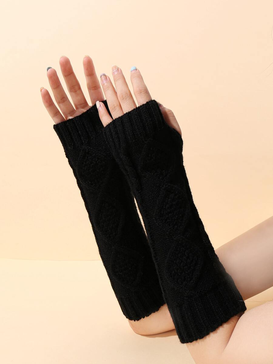 Guantes sin dedo unicolor - Negro - Ver 1