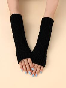 Guantes sin dedo unicolor - Negro - Ver 2
