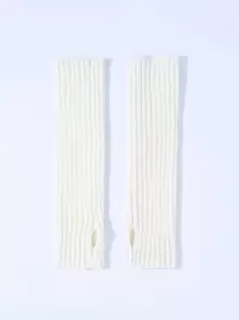 Solid Fingerless Gloves - White - View 4
