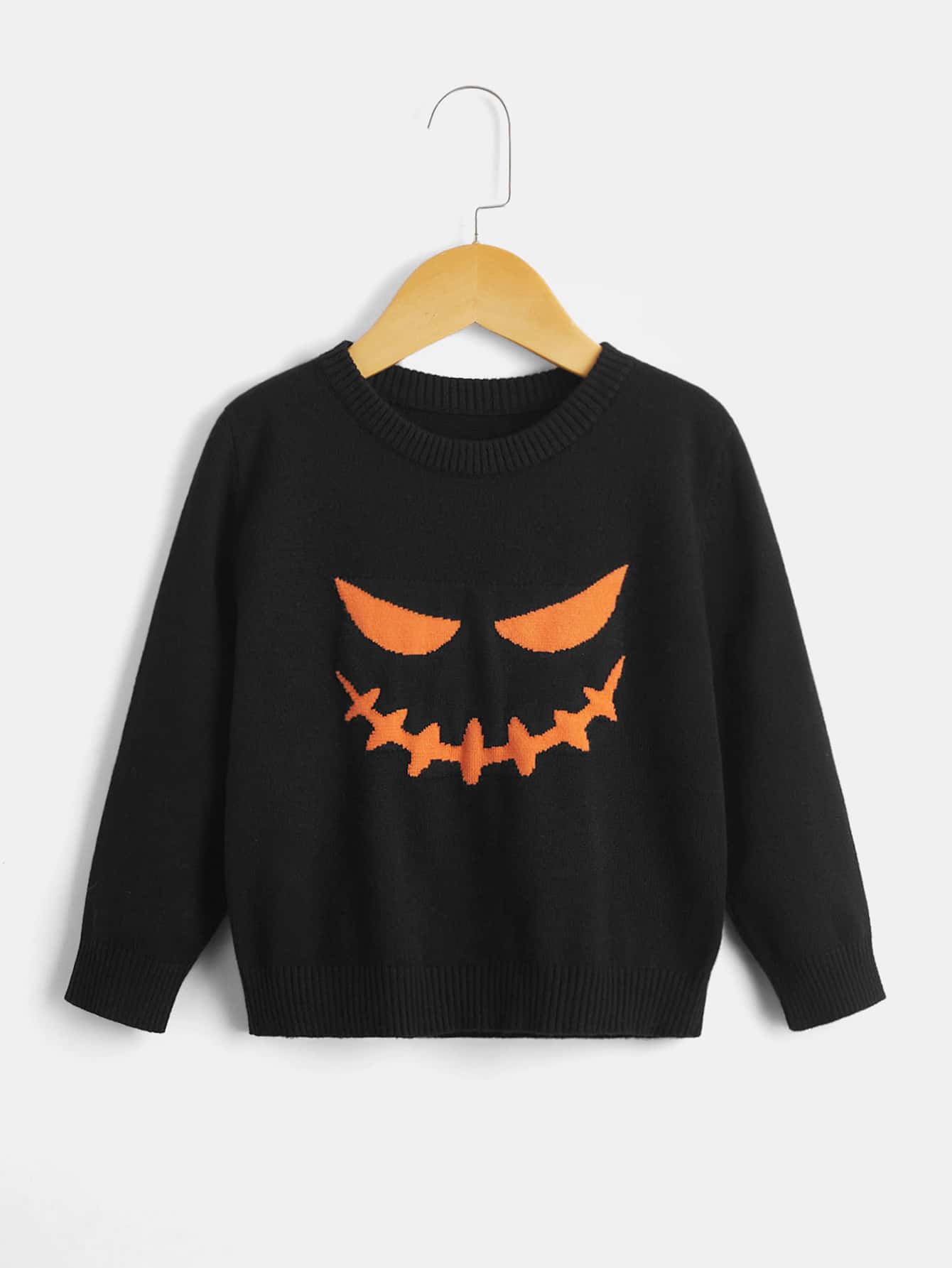 SHEIN Toddler Boys Expression Pattern Jumper - Black - View 1