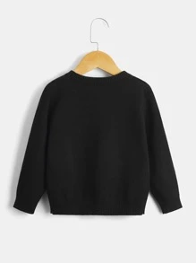 SHEIN Toddler Boys Expression Pattern Jumper - Black - View 2
