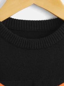 SHEIN Toddler Boys Expression Pattern Jumper - Black - View 4