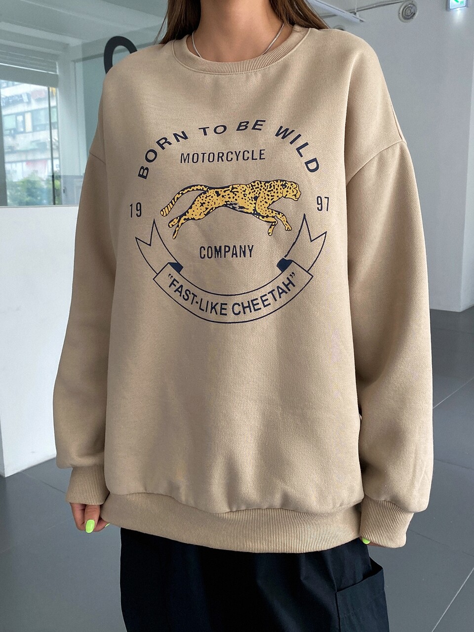 Slogan Graphic Drop Shoulder Sweatshirt