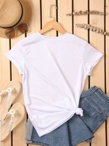 Figure And Floral Print Tee - White - View 2