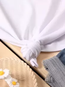 Figure And Floral Print Tee - White - View 4