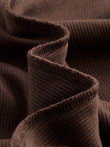 SHEIN MOD 素色褶邊喇叭褲 - 巧克力棕 - 查看 4