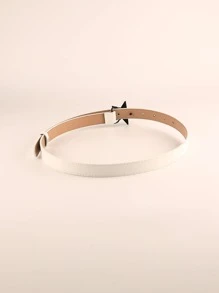 1pc Rhinestone Star Buckle Belt With Punch Tool - White - View 2