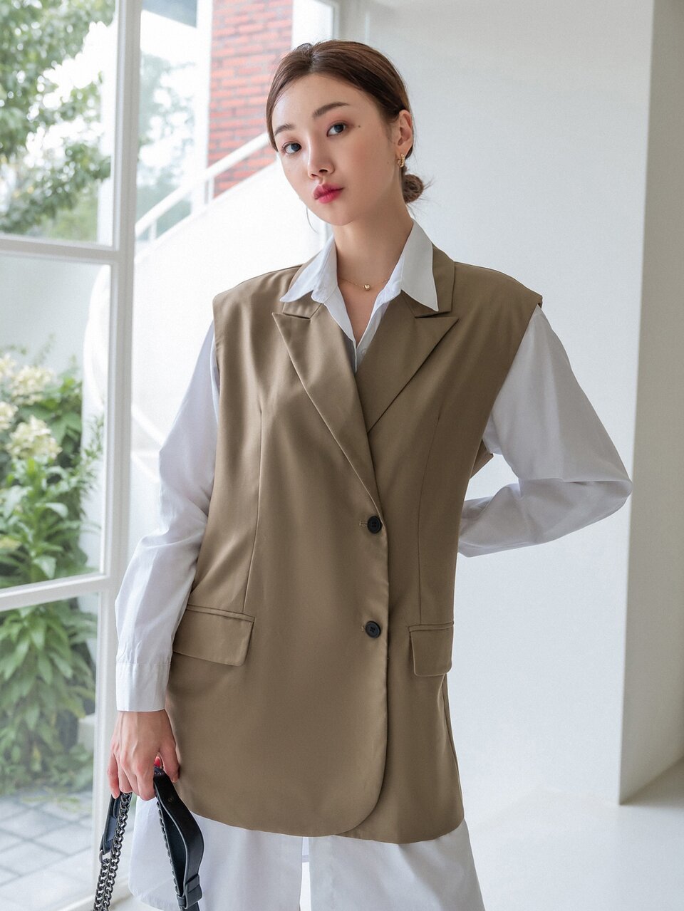 Solid Single Breasted Blazer Vest