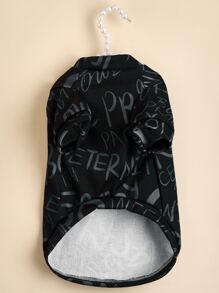 1pc Letter Graphic Pet Tee - Black - View 4