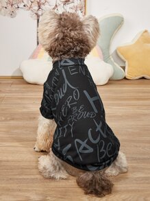 1pc Letter Graphic Pet Tee - Black - View 2