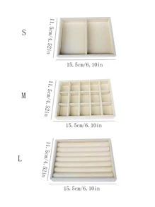 1pc Reusable MDF Jewelry Tray,Exquisite Solid Durable Jewelry Storage Box For Placing Ring,Necklace - Beige - View 3