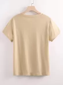 SHEIN Essnce Áo thun nữ Hoạt hình Giải trí - Màu Khaki - Xem 2