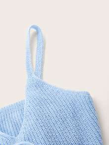 Top de punto con cordón delantero - Celeste - Ver 4