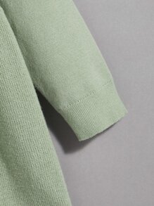 SHEIN 小女童花卉刺繡荷葉邊毛衣裙