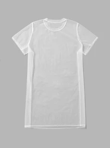 SHEIN EZwear Vestido de malla transparente - Blanco - Ver 2