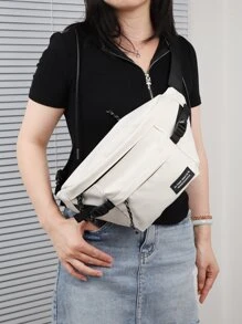 Túi đeo chéo Lá thư Có thể điều chỉnh được Mát mẻ - trắng - Xem 1