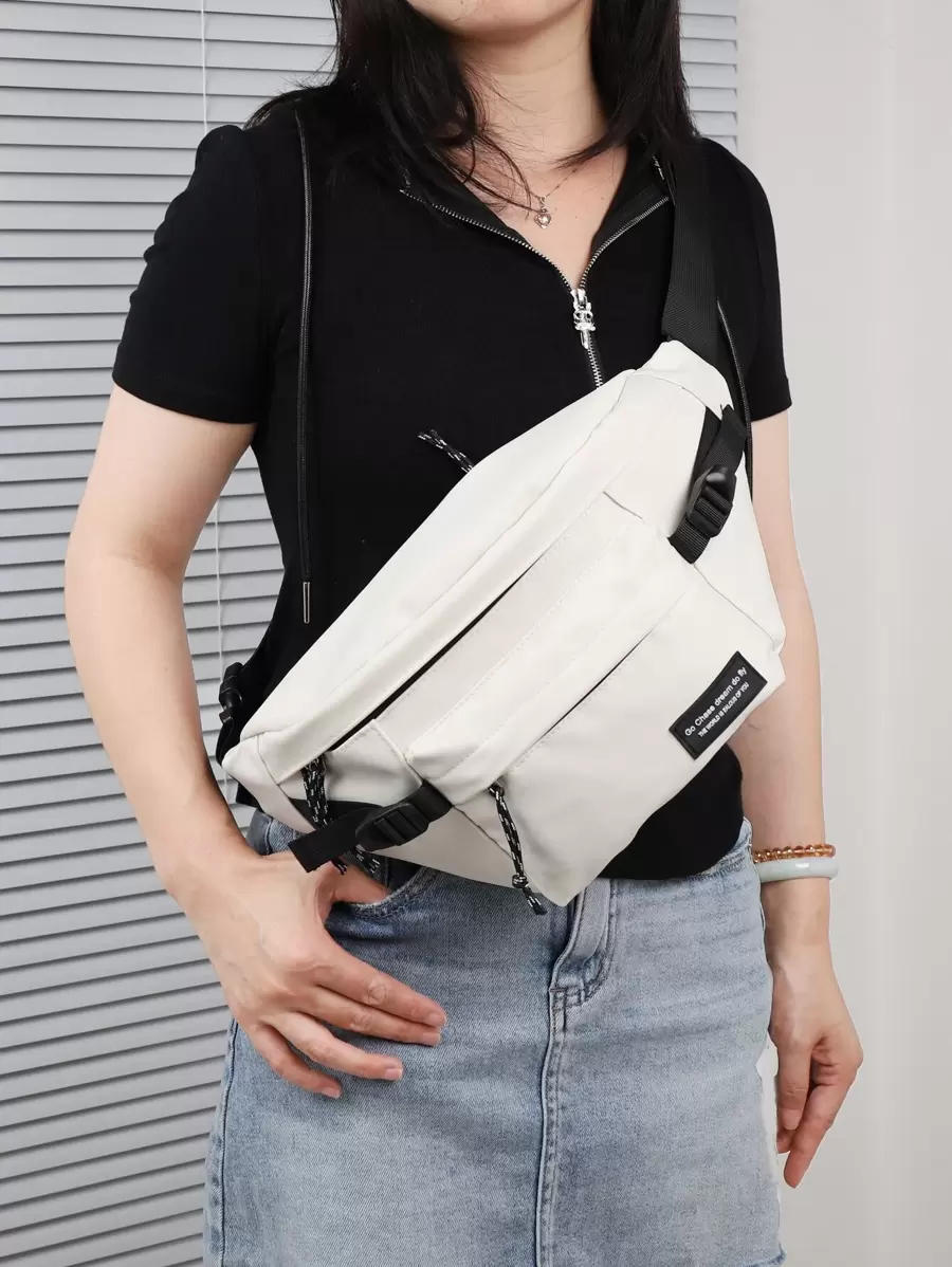 Túi đeo chéo Lá thư Có thể điều chỉnh được Mát mẻ - trắng - Xem 1