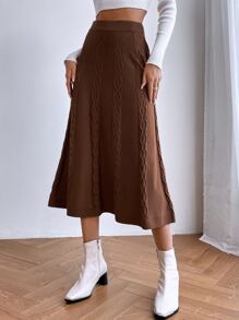 Flirla High Waist Textured Knit Skirt