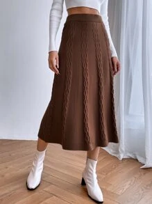 Flirla High Waist Textured Knit Skirt