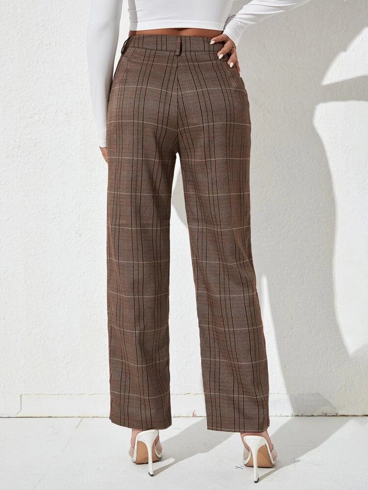 Plaid Print High Waist Pants