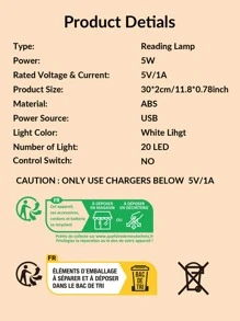 1入組櫃下20 Led30CM閱讀適用於學生 - 白色 - 查看 4