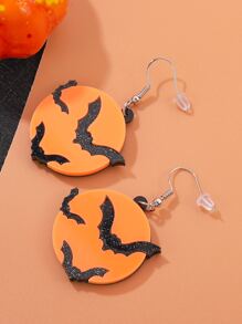 Halloween Bat Drop Earrings - Multicolor - View 1