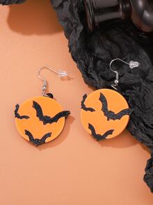 Halloween Bat Drop Earrings - Multicolor - View 2