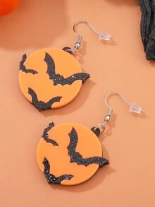 Halloween Bat Drop Earrings - Multicolor - View 3