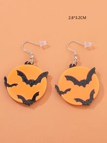 Halloween Bat Drop Earrings - Multicolor - View 4