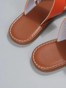 Xăng đan hở ngón ba quai cho nữ, Xăng đan đế bằng ngoài trời tối giản chắc chắn ngộ nghĩnh - trái cam - Xem 5