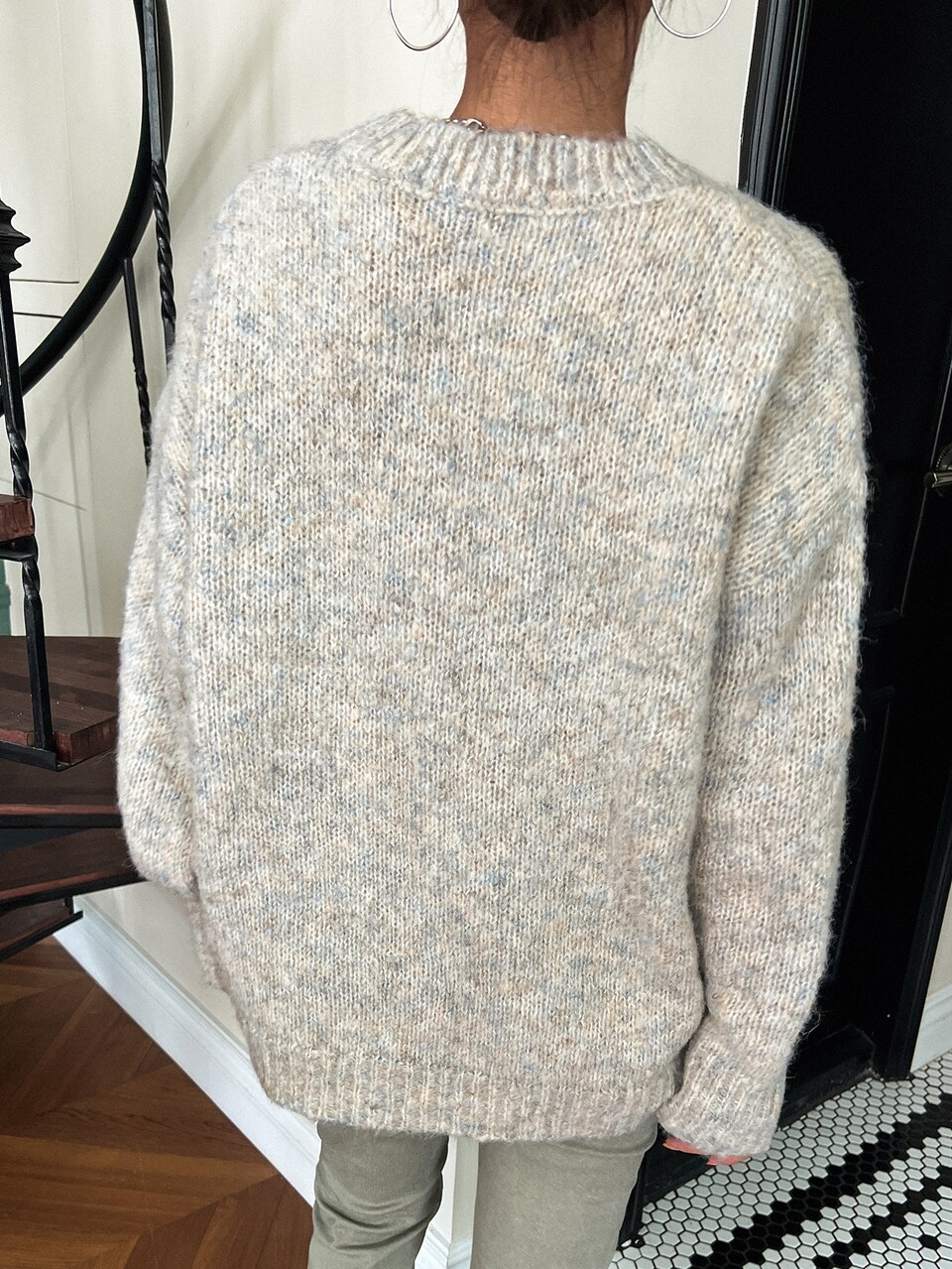 Marled Knit Drop Shoulder Sweater,Long Sleeve Tops,Fall Women Clothes