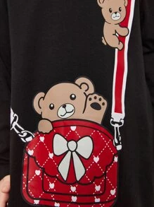 SHEIN Đầm bé gái Cao thấp Hoạt hình Giải trí - màu đen - Xem 6