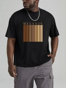 Manfinity Homme Tops Nam Lá thư Sọc Giải trí - màu đen - Xem 1