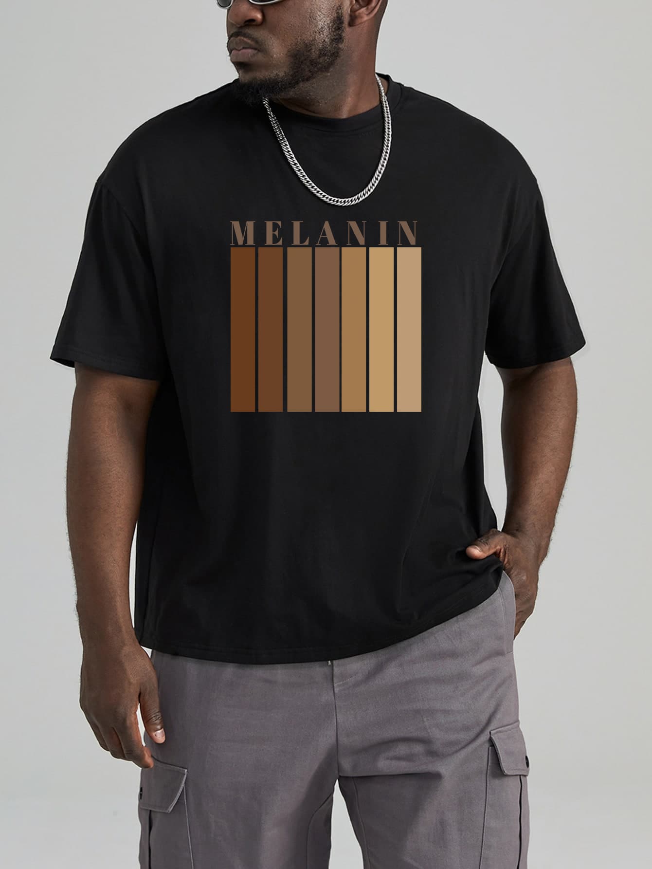 Manfinity Homme Tops Nam Lá thư Sọc Giải trí - màu đen - Xem 1