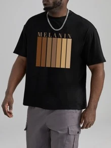 Manfinity Homme Tops Nam Lá thư Sọc Giải trí - màu đen - Xem 3