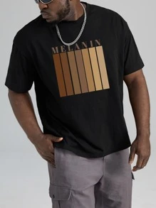 Manfinity Homme Tops Nam Lá thư Sọc Giải trí - màu đen - Xem 4