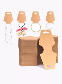 50 pièces Carte de rangement de bijoux simple, carte d'affichage de collier en papier brun, étiquette en papier kraft pour l'emballage et l'accrochage de bijoux, cadeau pour la Saint-Valentin et la rentrée scolaire