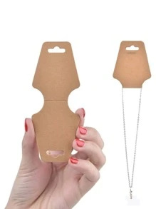 50 pièces Carte de rangement de bijoux simple, carte d'affichage de collier en papier brun, étiquette en papier kraft pour l'emballage et l'accrochage de bijoux, cadeau pour la Saint-Valentin et la rentrée scolaire