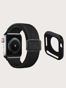 2入組尼龍錶帶和手錶殼套裝適用於Apple Watch - 黑色 - 查看 2