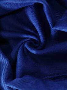 SHEIN EZwear 字母圖案加絨內裏袋鼠口袋連帽衫