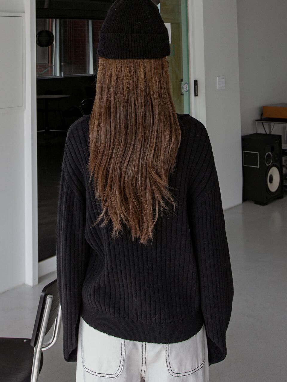 Letter Patched Drop Shoulder Sweater