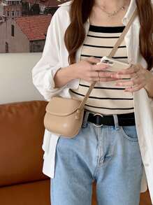 Túi Crossbody Nữ màu trơn Có thể điều chỉnh được Thanh lịch - Màu be - Xem 2