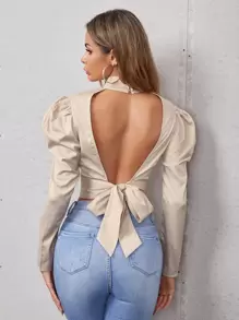 SHEIN BAE Blusa de espalda abierta con cordón trasero