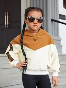 SHEIN Áo nỉ hai tông màu tay rớt vai dành cho bé gái - Nhiều màu - Xem 3