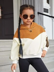 SHEIN Áo nỉ hai tông màu tay rớt vai dành cho bé gái - Nhiều màu - Xem 5