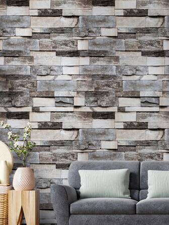 1roll PVC Wall Paper, Retro Brick Pattern Wall Adhesive Roll For Home,Renovation Stickers Peel Wall Panels,Wall Paper, Wallpapers,Spring Decoration Items Refresh Your Home,Rama Decoration Stickers Gifts Birthday Graduation