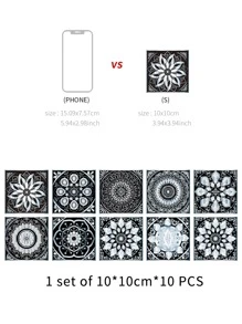 10入組曼陀羅圖案廚房貼紙 - 彩色 - 查看 2
