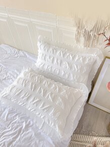 كيس وسادة بدون حشوة بسيط سيرساكار زوج واحد - أبيض - مشاهدة 3