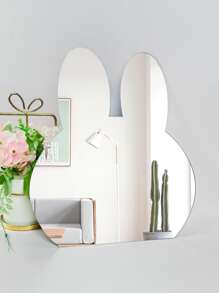 1pc Rabbit Design Mirror Wall Sticker - Silver - View 1