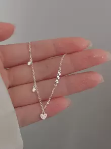 Nooxian 方晶锆石心形吊坠手链 情人节、妈妈、母亲、母亲节、礼物